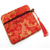 Satin Embroidered Zipper Bags + Tassel