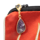 Gold & Amethyst Clip-on Charm, Purple Stone Purse Charm + Lobster Clasp