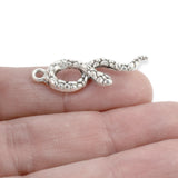10 Silver Snake Charms, Detailed Metal Serpent Pendants for Jewelry Making, Scrapbooking and Crafts