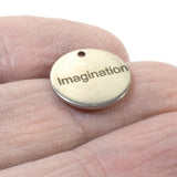 Silver Imagination Charms, Stainless Steel Round Inspirational Charm 5/Pkg