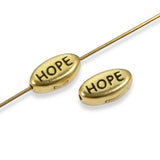 Gold Oval Hope Beads, TierraCast Inspirational Word Bead 2/Pkg