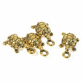 4 Turtle Charms, TierraCast Gold Marine Animal - Nature Jewelry Pendant