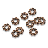 10 Copper 8mm Twist Spacer Beads, TierraCast, 2mm Holes for Leather Cord