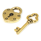 2 Pc. Set - Gold Heart Lock & Key Charms, TierraCast Pendants for DIY Jewelry