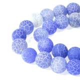 Light Blue 10mm Frosted Crackle Dragon Vein Agate Stone Beads, 38Pcs