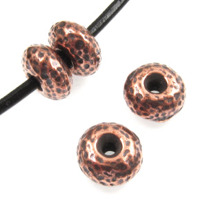 Copper Hammered Rondelle Beads