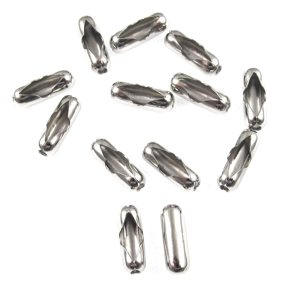 50-Pack Nickel Plated Brass #6 Ball Chain Connectors, Silver Couplings for Fan Pulls and Keychains