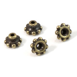 Antique Brass Beaded 6mm BeadAligner + 2mm Peg, Large Hole Bead Stabilizers 10/Pkg