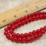 8mm Red Round Glass Crackle Beads, Holiday Christmas Beads 50/Pkg