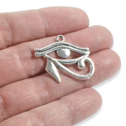 6 Eye of Horus Pendants - Metal Egyptian Charms - Handmade Protection Jewelry