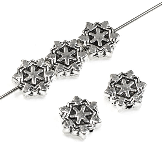 25 Silver Snowflake Beads - Jewelry Making - Perfect for Winter Christmas Crafts