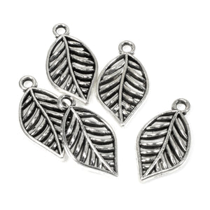 Silver Leaf Charms, Metal Nature Charm with Open Design 20/Pkg