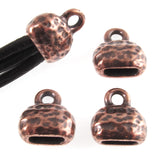 Copper Distressed 6x2mm Leather Cord Crimp End Caps