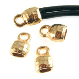 Gold Distressed 4x2mm Leather Cord Crimp End Caps
