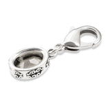 European Crystal Clip on Charm, Silver Oval April Birthstone & Lobster Clasp