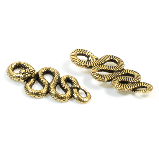 4 Gold Rattlesnake Links - TierraCast Connector - Snake Pendant for DIY Jewelry