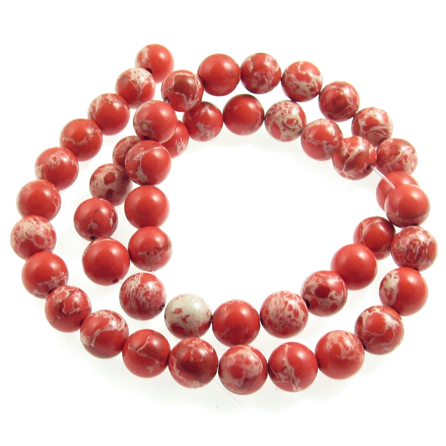 Red Sea Sediment Beads 8mm Round Imperial Jasper Natural Stone Full Strand