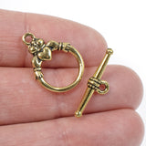 Gold Claddagh Toggle Clasp, TierraCast Irish Celtic Heart Crown Hands (1 Set)