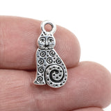 2/Pkg Silver Spiral Cat Charms, TierraCast Pewter Animal, Kitty