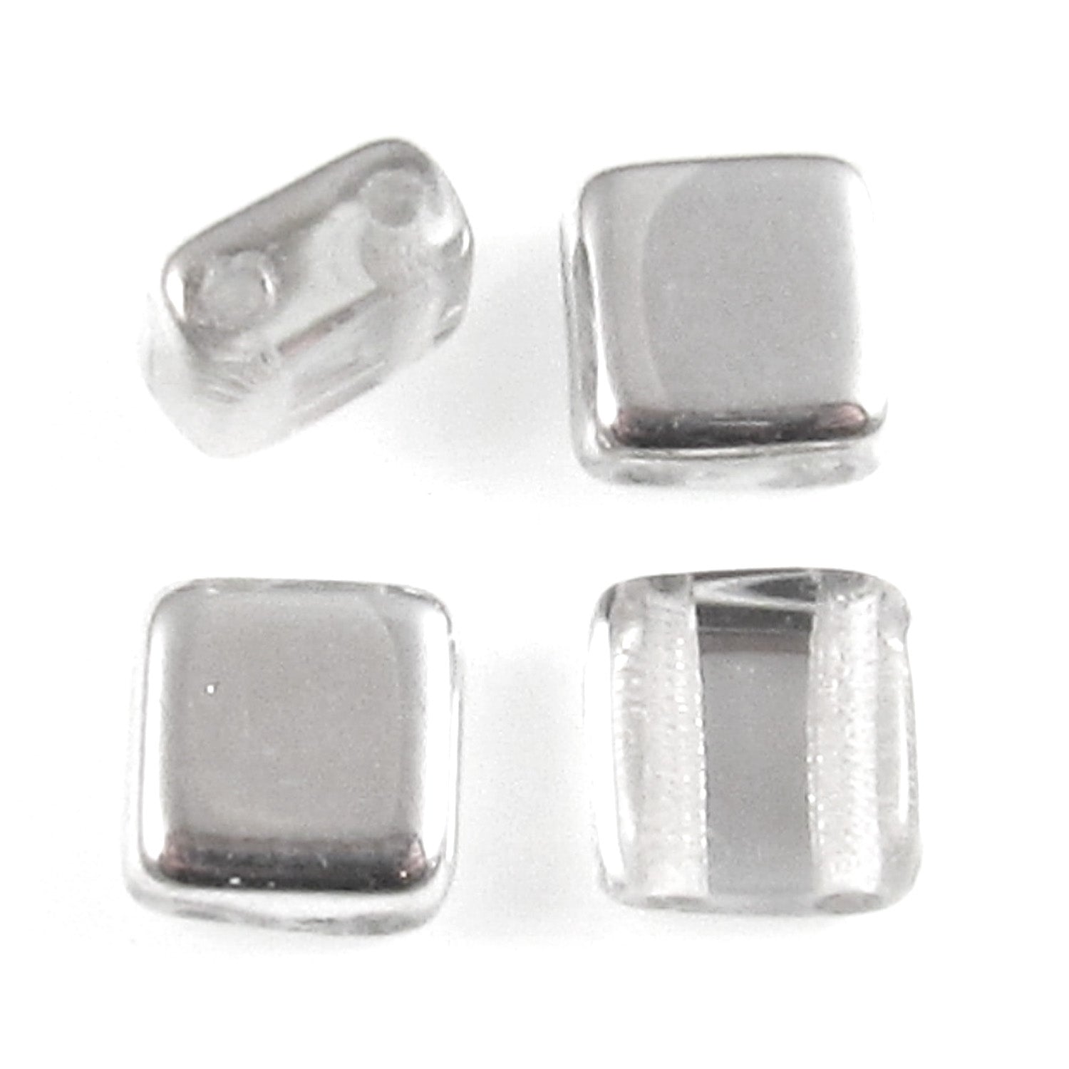 Crystal Silver Square Tile Beads