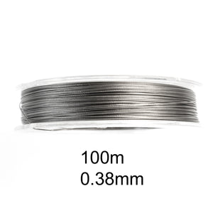 100M Tiger Tail 0.38mm, Silver Beading Wire, Smooth Nylon Finish for DIY Jewelry