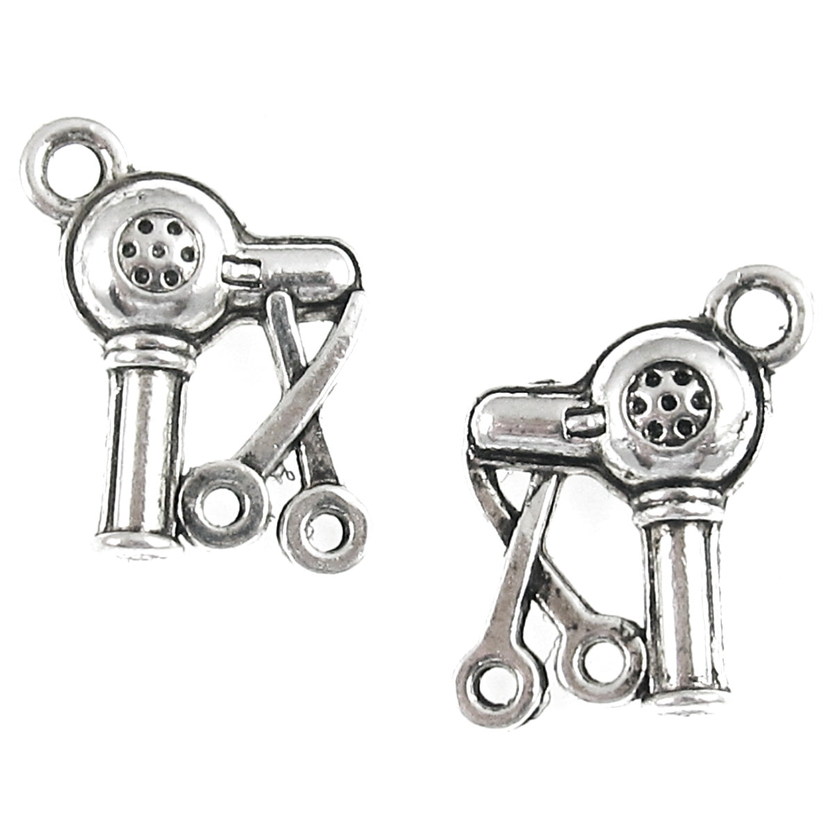 Silver Hairdryer Scissor Charms