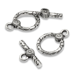 Silver Western Toggle Clasp, TierraCast Southwestern Concho Clasp (2 Sets)