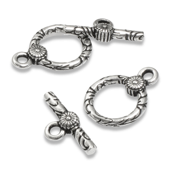 Silver Western Toggle Clasp, TierraCast Southwestern Concho Clasp (2 Sets)