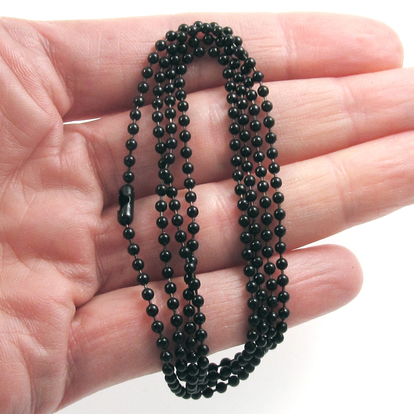 Black Coated Steel Ball Chain Necklace | #3 Dog Tag Chain | 2.4mm 30 inches