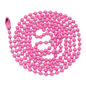 Pink Coated Steel Ball Chain Necklace | #3 Dog Tag Chain | 2.4mm 30 inches