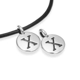 2Pc. Silver "X" Initial Charms, TierraCast Round Small Alphabet Letter