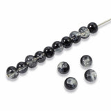 4mm Black & Clear Round Glass Crackle Beads | Two-Tone Double Color 200/Pkg