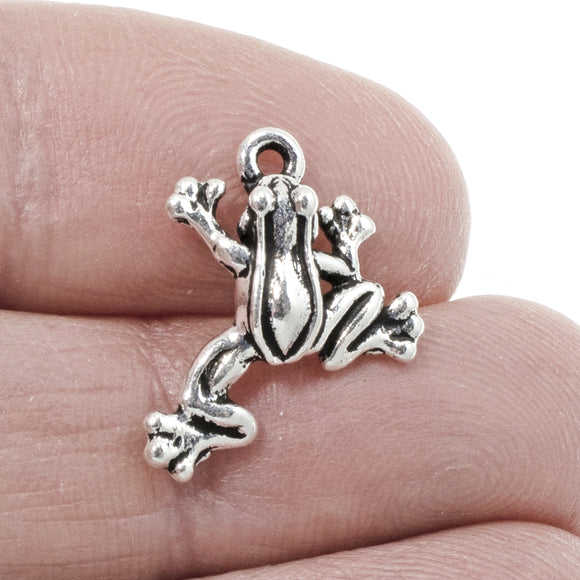 Silver Leap Frog Charms, TierraCast Pewter Animal Charm 2/Pkg