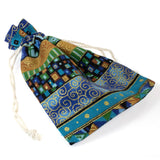 Ethnic Style Fabric Drawstring Bags, Earth Tones, Cloth Pouches (10 Pcs)