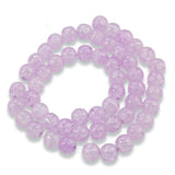 50 Crackle Glass Beads - Light Lavender - 8mm Round Bead Pack - Jewelry Supply
