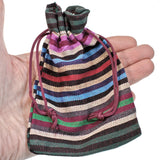 Striped Drawstring Bags, Ethnic Style Fabric Cloth Pouch 10/Pkg