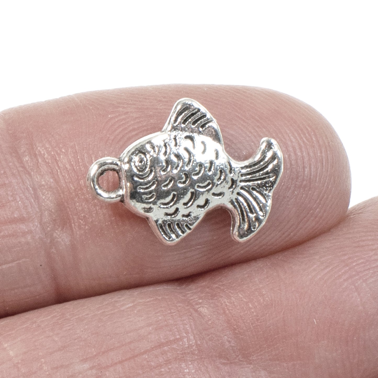 10 Silver Fish Charms for DIY Beach Jewelry - Minimalist Marine Craft Supplies