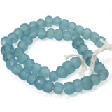 Aqua Blue Green Recycled Glass Beads, Rustic 8mm Round Beads, 50/Pcs