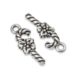 2 Silver Candy Cane Charms, TierraCast Christmas Charms for Jewelry Making