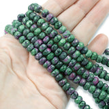 Ruby Zoisite Faceted Rondelle Beads, Green Pink Gemstone 75Pcs/Strand