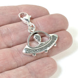 Silver I Want To Believe Clip-on Charm, Alien Spaceship Sci-Fi Lover Gift