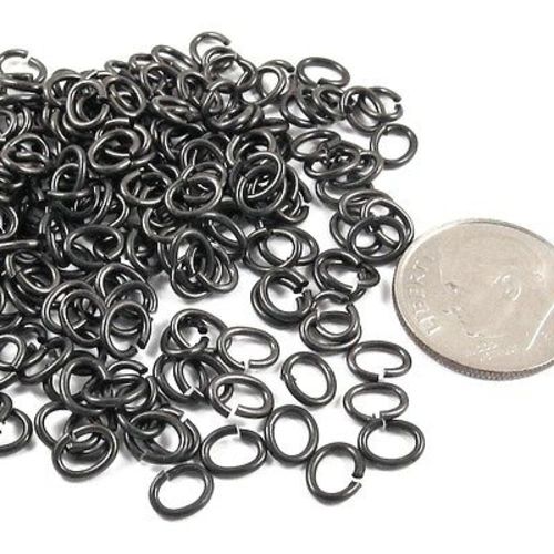 200/Pkg Black Medium Oval Jump Rings, TierraCast 5x6mm