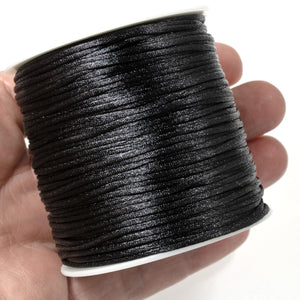 Black 1mm Satin Nylon Cord, 60 Meters, Macrame, Jewelry String