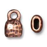 10 Copper Distressed Leather Cord Ends, 4x2mm Opening, TierraCast Crimp End Caps