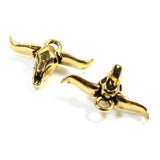Gold Longhorn Steer Skull Charms, TierraCast Southwestern Pendant 2/Pkg