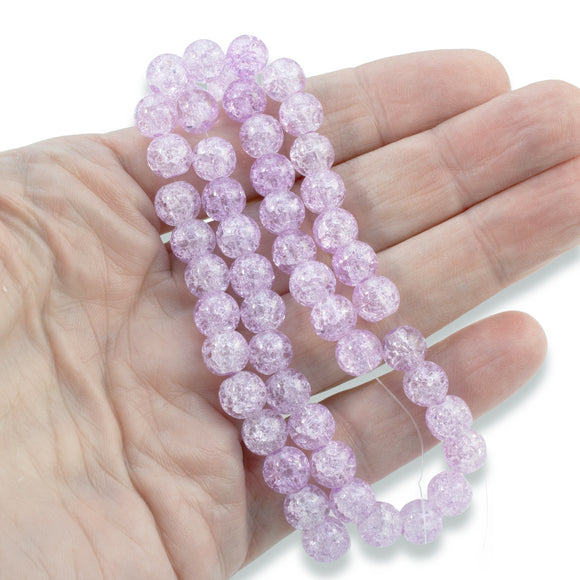 8mm Lavender Round Glass Crackle Beads 50/Pkg